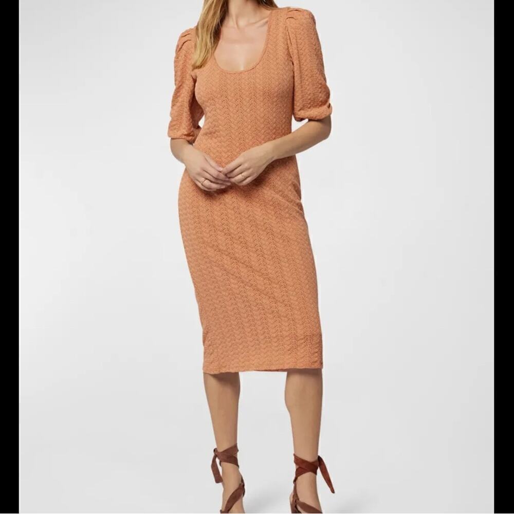 Joie Mia Midi Dress in Tan Size Large